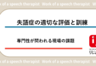 失語症の適切な評価と訓練 – 専門性が問われる現場の課題